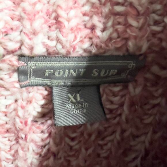 Point Sur J. Crew Sweater XL Marled Pink Mock Neck Long Sleeve Chunky Knit - Picture 6 of 9